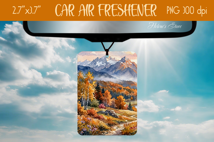 Autumn Mountains Air Freshener Car sublimation design png