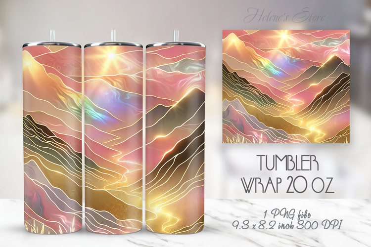 Pastel Pink Mountains straight skinny tumbler 20oz wrap png