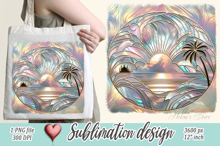Gold summer beach palm tree sublimation designs |Pearl ocean