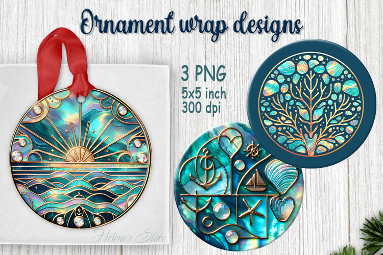Fantasy ocean round ornament sublimation designs PNG