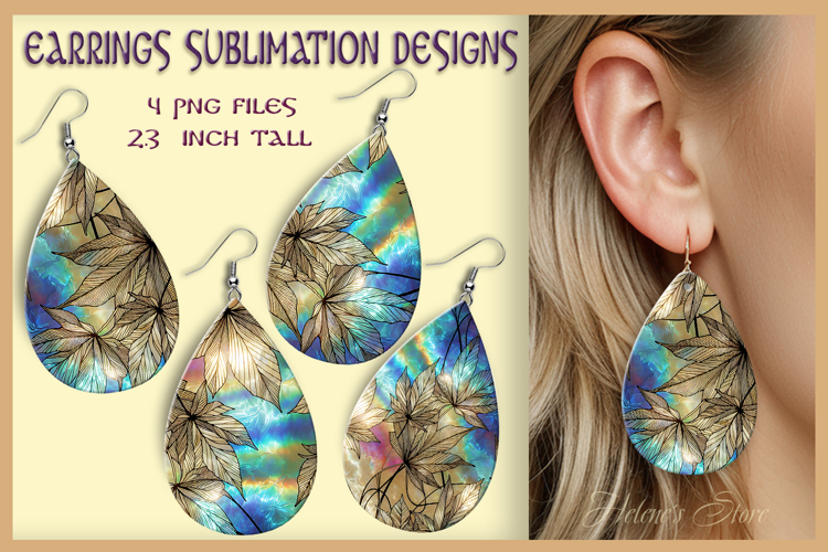 Autumn leaves earrings | Fall Teardrop earring sublimation