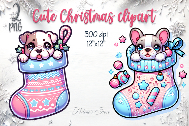 Christmas cute dogs in socks clipart| Winter t shirt designs