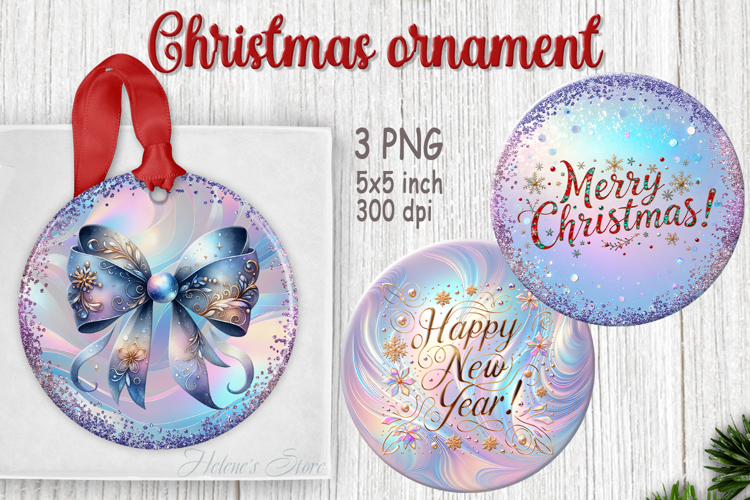 Purple Merry Christmas ornament sublimation designs PNG