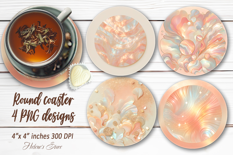 Pastel send pearl abstract round coaster sublimation png