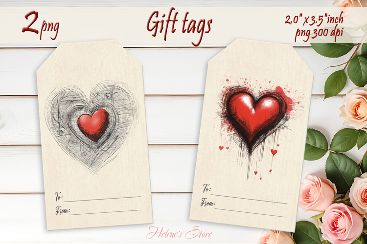 Cute hearts Gift Tags| Scetch heart labels| Love label png