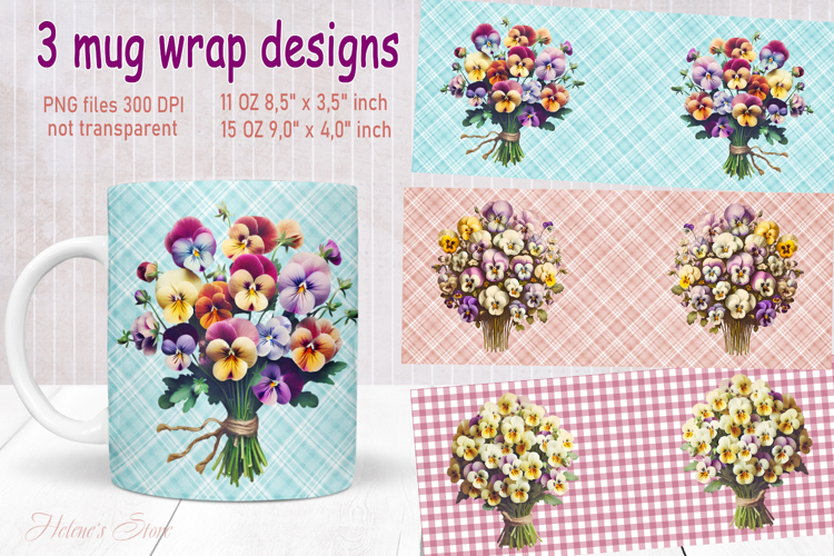 Vintage summer flowers design mug wrap 15 oz 11 oz png