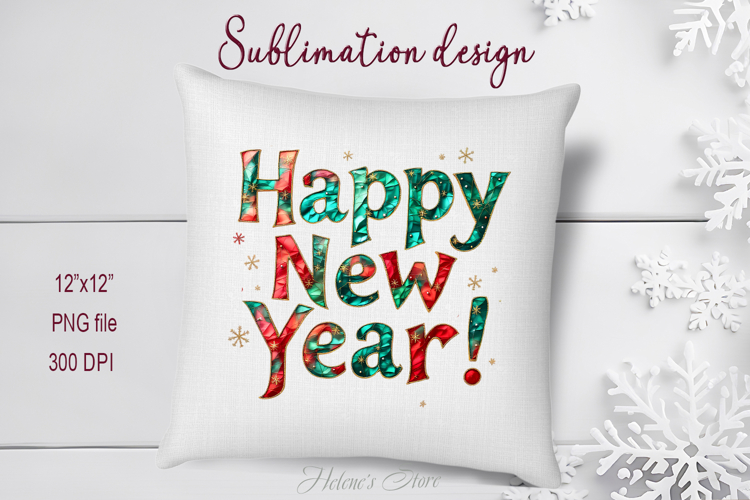Bright Happy New Year quote sublimation design clipart png