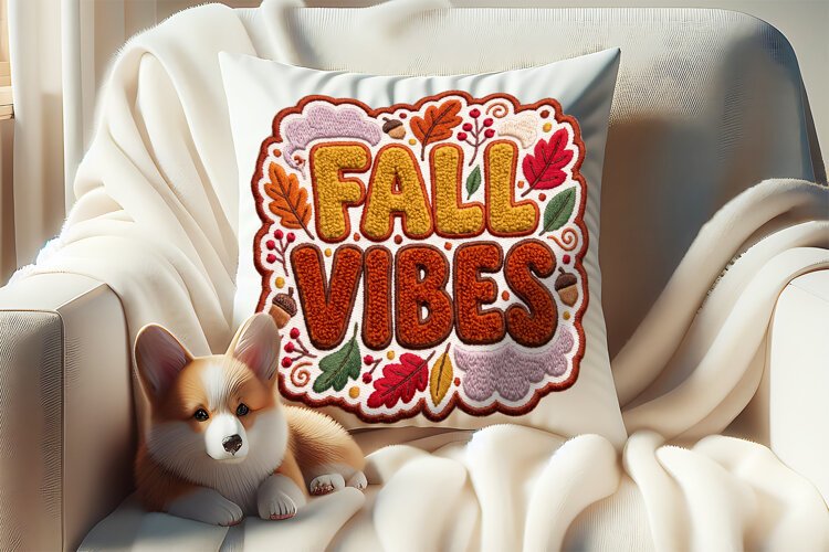 Fall Vibes Chenille Embroidered Patch Puffy Clipart PNG example image 1