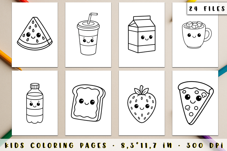 Kawaii Food Coloring Bundle - Pages for Kids