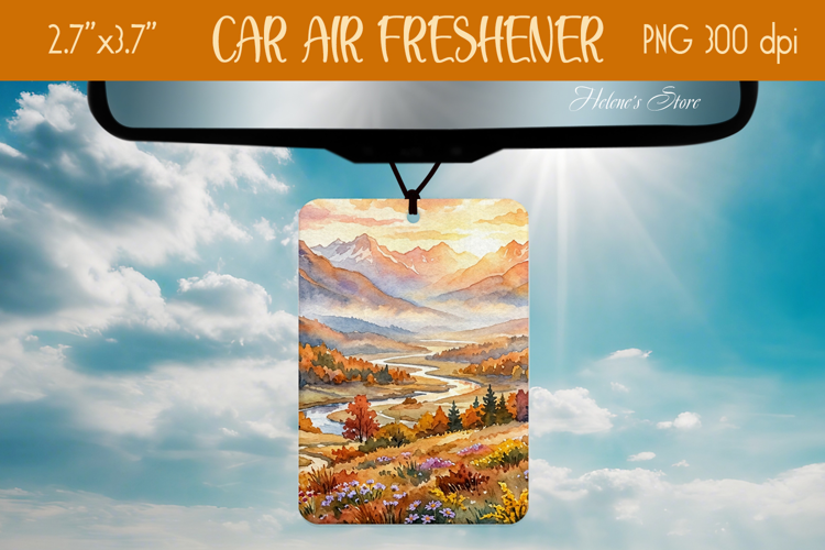 Autumn Mountains Air Freshener Car sublimation design png