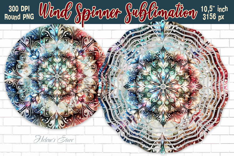 Christmas Snowflake Wind Spinner wrap sublimation design png