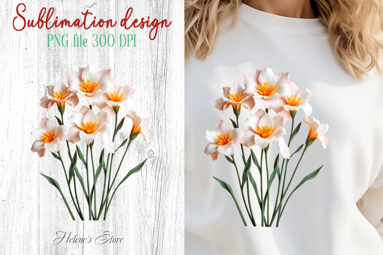 Iris flowers sublimation design png |Delicate Floral Clipart