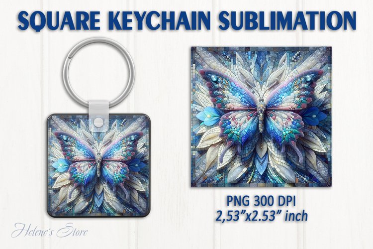 3d Crystal butterfly keychain sublimation | Square keychain example image 1