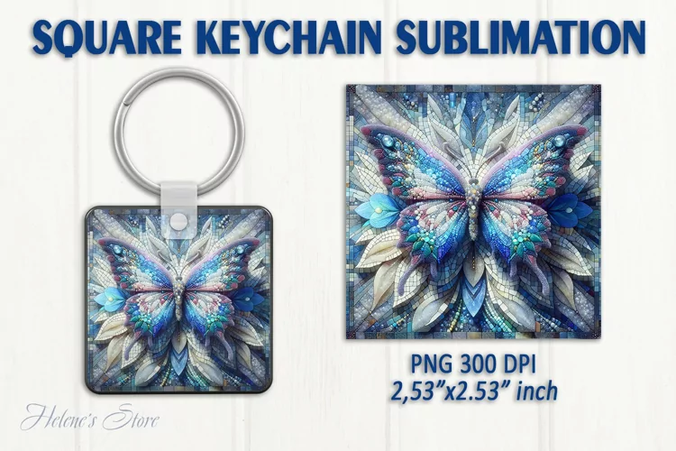 3d Crystal butterfly keychain sublimation | Square keychain