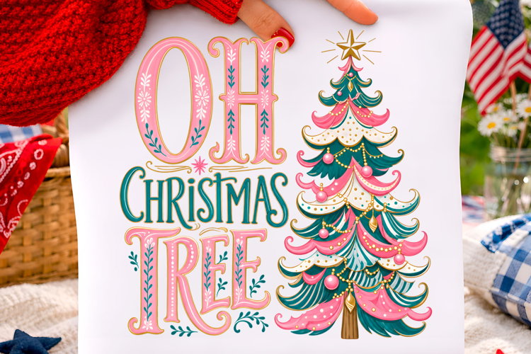 Oh Christmas Tree Retro Pink Png