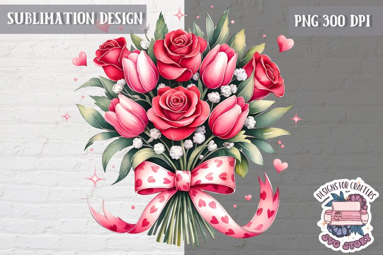 Valentine Prop sublimation design Love Story Pink Watercolor