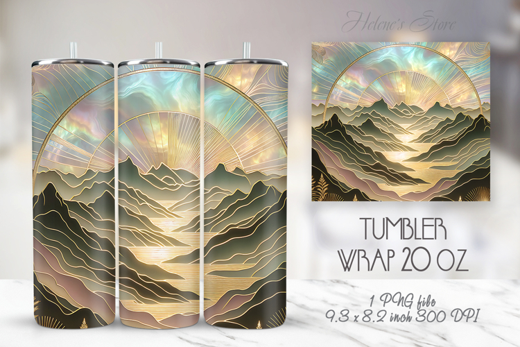 Pastel light Mountains straight skinny tumbler 20oz wrap png