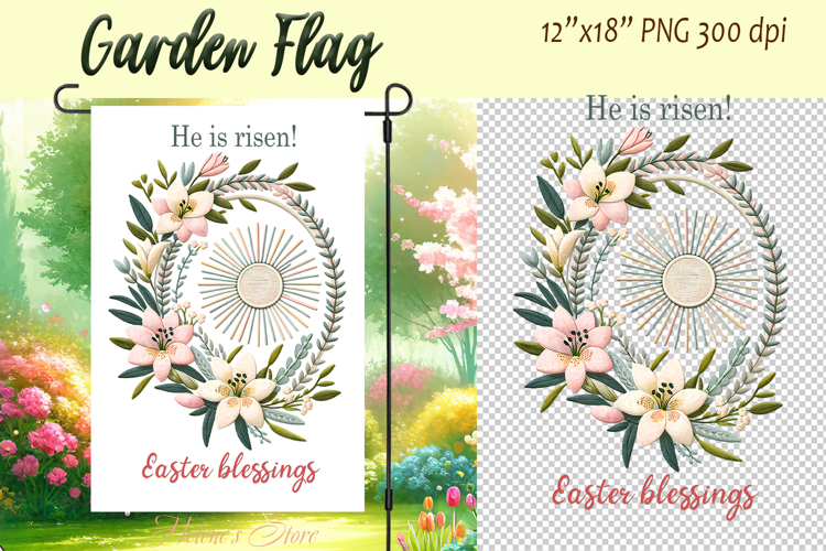 Easter Garden Flag Sublimation |Religious sublimation design