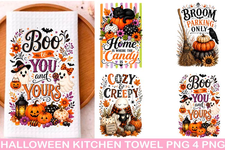Halloween Kitchen Towel PNG, Funny Halloween PNG,