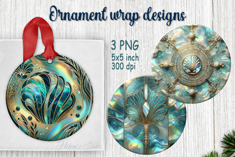 Fantasy ocean round ornament sublimation designs PNG