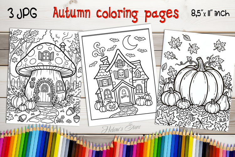 Halloween Coloring Pages |Autumn Kids Coloring Book Print