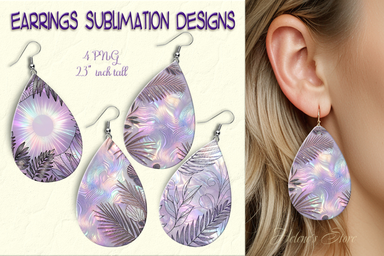 Shine Floral Lilac Iridescent Earrings sublimation designs