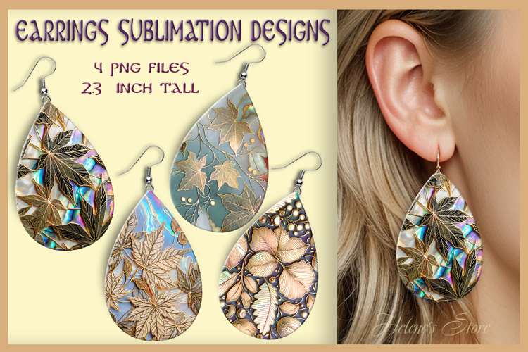 Autumn leaves earrings | Fall Teardrop earring sublimation