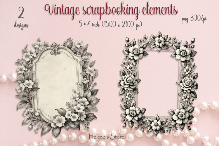 Vintage frame scrapbooking templates for card making png
