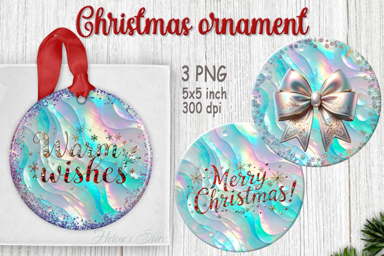 Light Merry Christmas ornament sublimation designs PNG