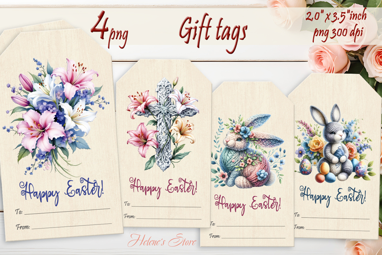 Easter cross Gift Tags|Happy Easter labels|Easter eggs label