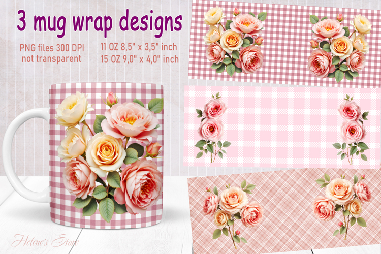 Vintage summer flowers design mug wrap 15 oz 11 oz png
