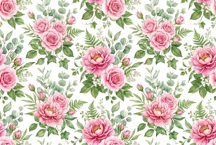 Watercolor seamless repeat pattern Mothers Day