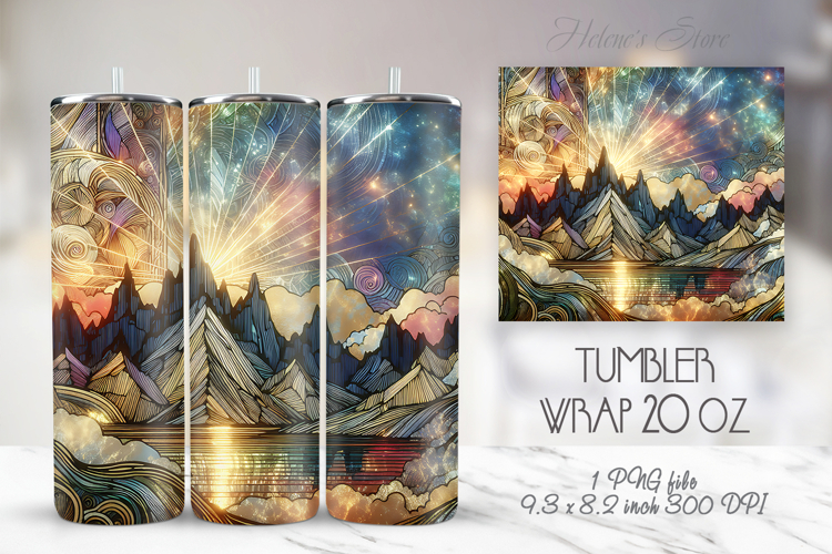 Pastel light Mountains straight skinny tumbler 20oz wrap png