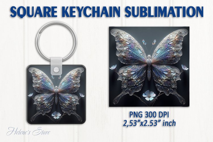 3d Crystal butterfly keychain sublimation | Square keychain