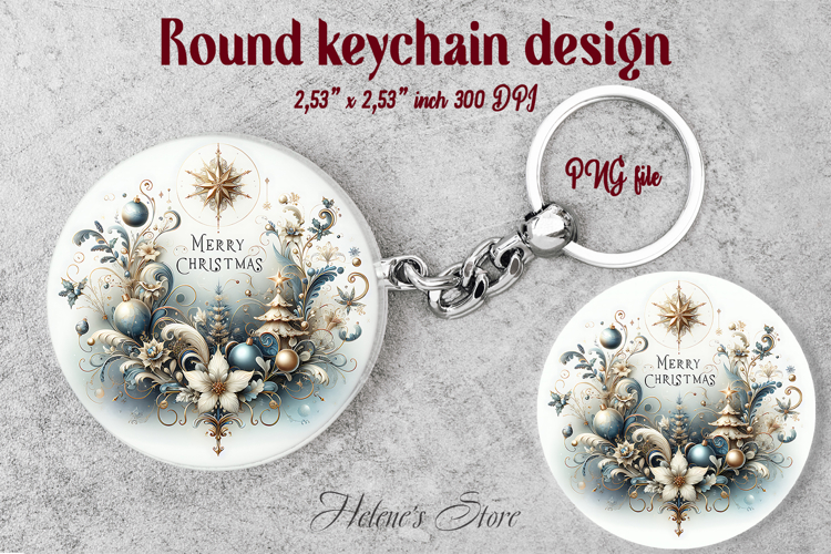 Christmas round keychain design |Christmas star Car coaster