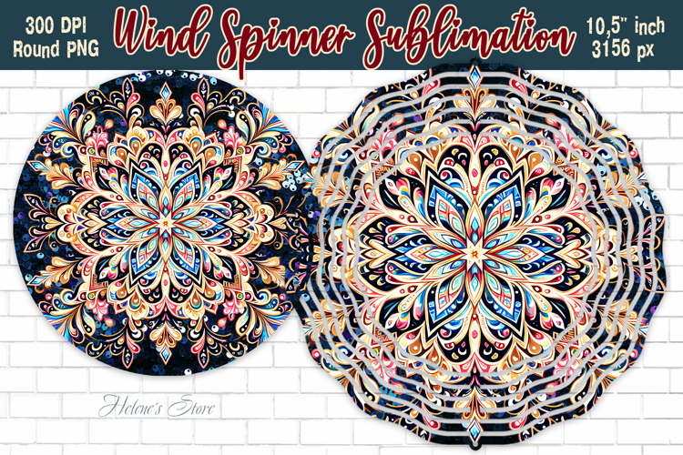 Christmas Snowflake Wind Spinner wrap sublimation design png