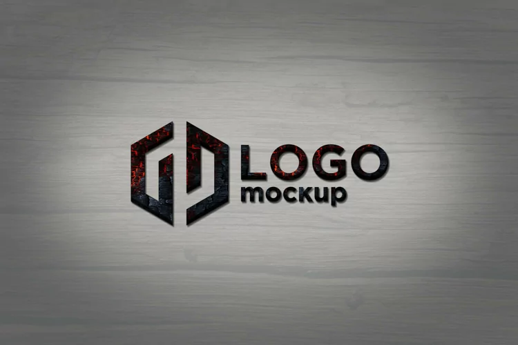Burned Wood Logo Mockup Template