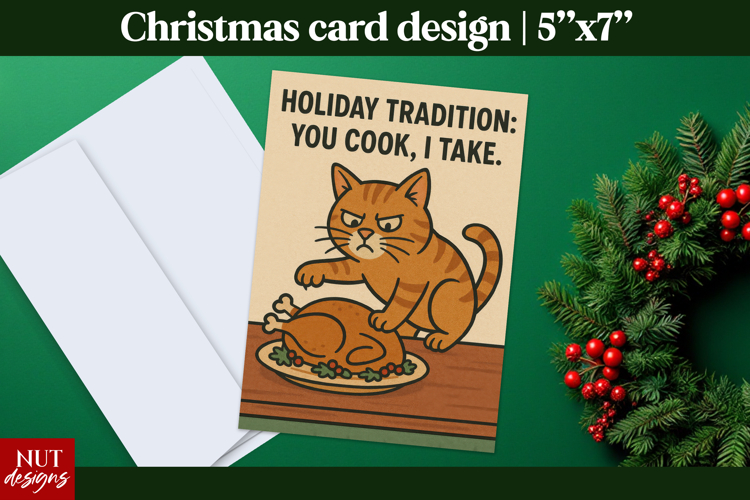 Vintage Christmas Cards Funny Cat Christmas Card Design