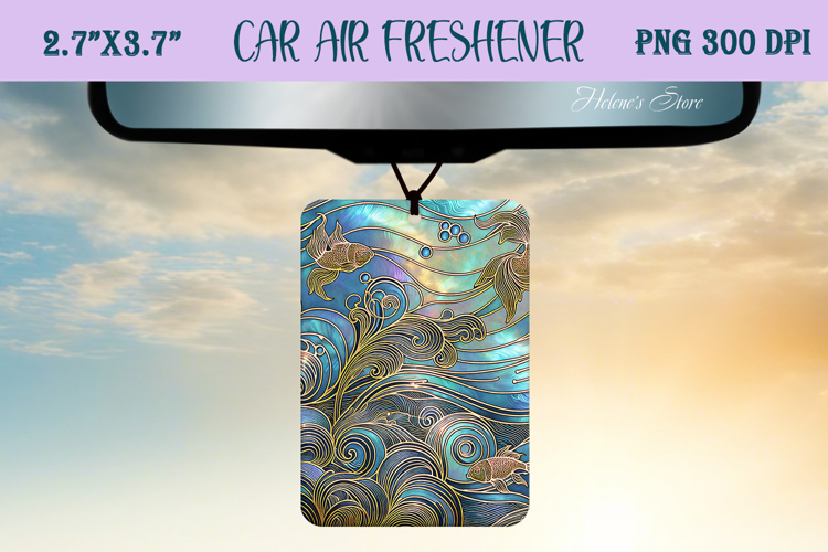 Blue & gold iridescent ocean Air Freshener Car sublimating