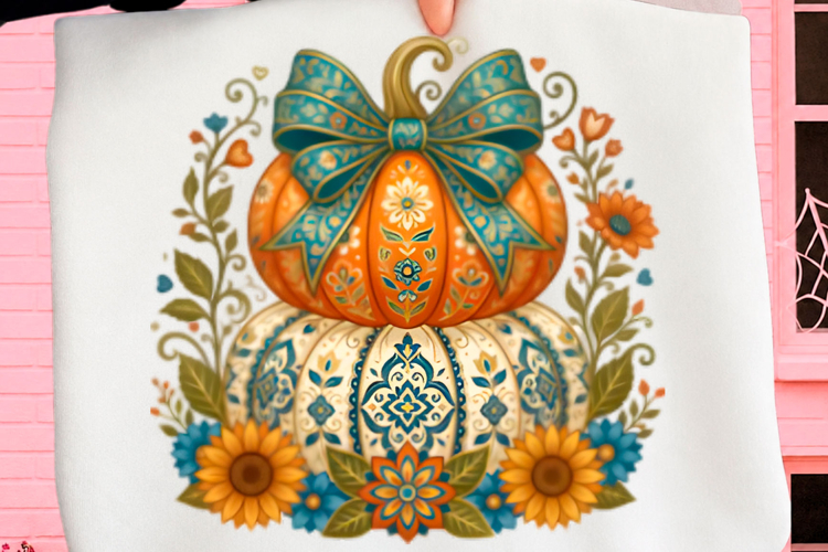 Boho Floral Pumpkin Stack Png