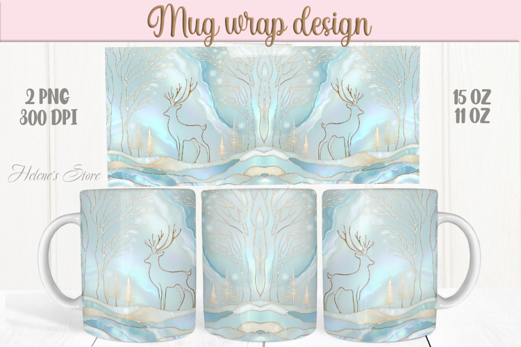 Pastel Christmas deer mug wrap png |Raindeer mug sublimation