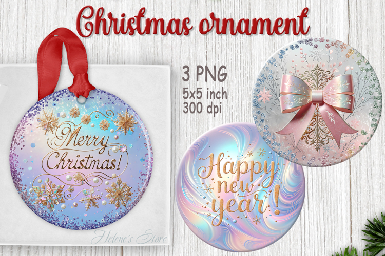 Pink Merry Christmas ornament sublimation designs PNG