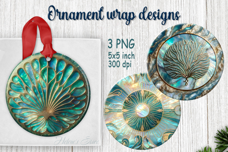 Fantasy ocean round ornament sublimation designs PNG