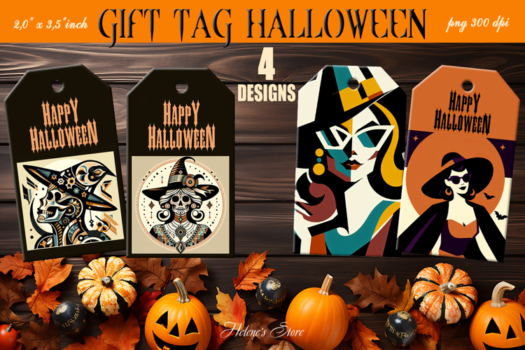 Halloween gift tags printable designs | Stylish chic witch