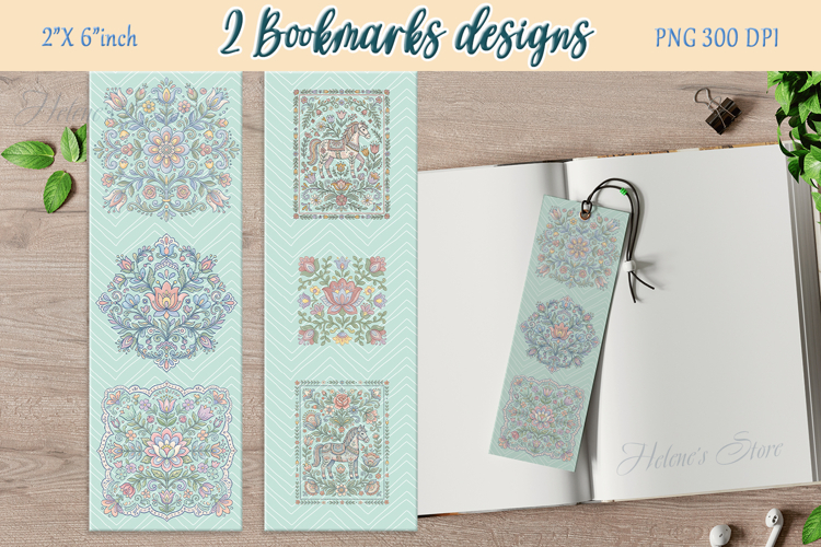 Pastel floral pattern Printable bookmark png |2 Book craft