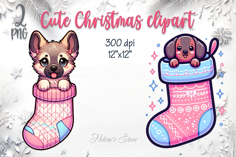 Christmas cute dogs in socks clipart| Winter t shirt designs