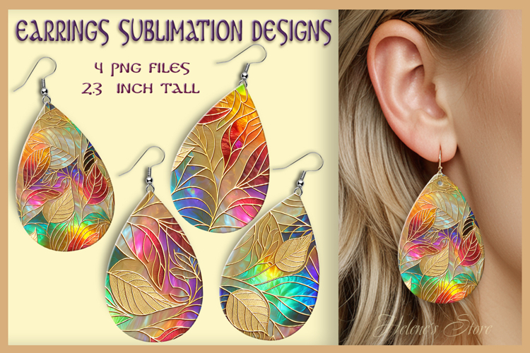 Autumn leaves earrings | Fall Teardrop earring sublimation