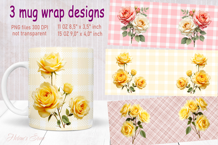 Vintage summer flowers design mug wrap 15 oz 11 oz png