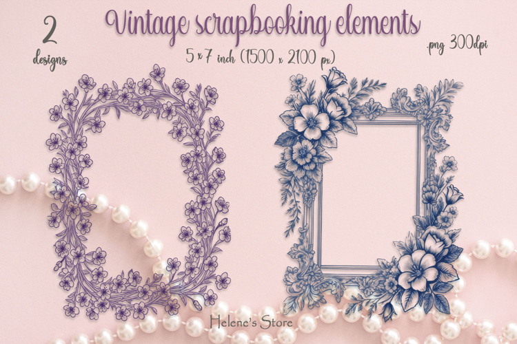 Vintage frame scrapbooking templates for card making png