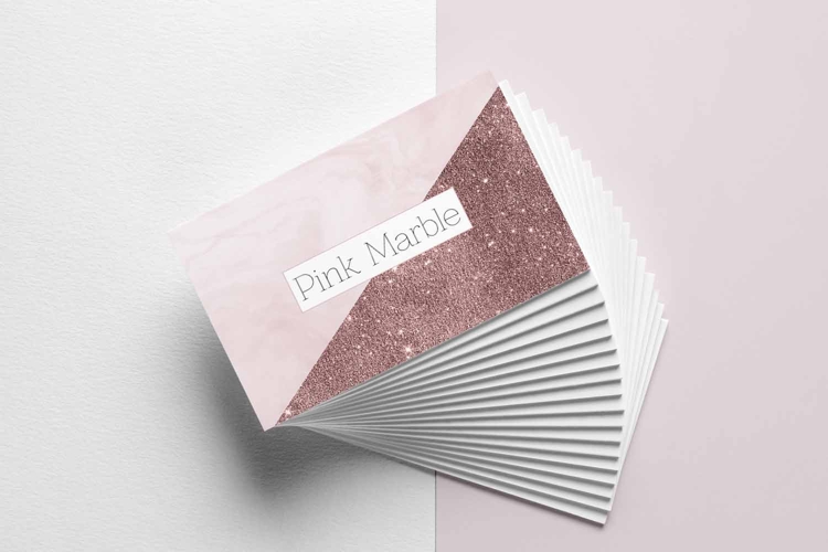 Pink Marble and Glitter Business Card Template